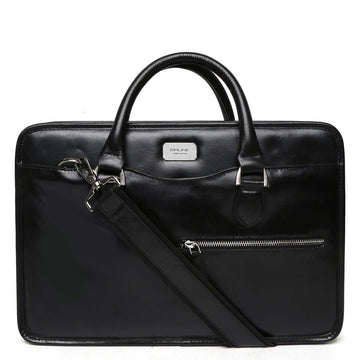 Black Classic Full Grain Leather Laptop Briefcase By Brune & Bareskin