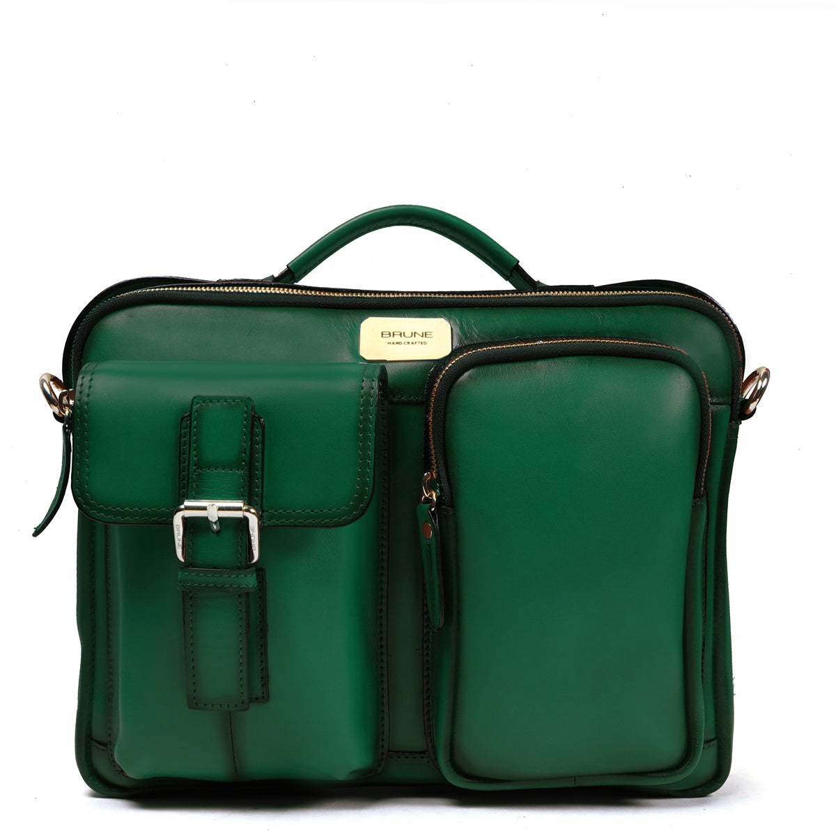 The Modern Quick Green Office Briefcase With Extra Compartment By Brune & Bareskin