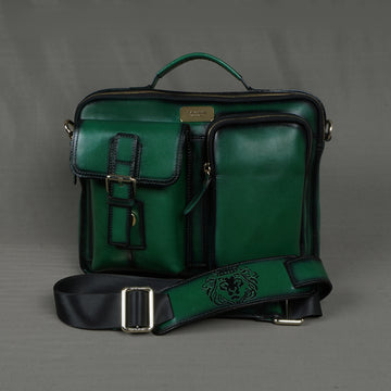The Modern Quick Green Office Briefcase With Extra Compartment By Brune & Bareskin