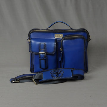 The Modern Quick Blue Office Briefcase With Extra Compartment By Brune & Bareskin