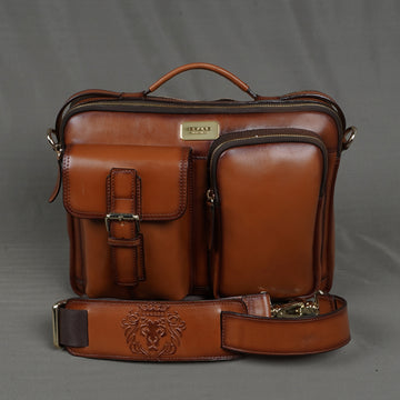 The Modern Quick Tan Office Briefcase With Extra Compartment By Brune & Bareskin