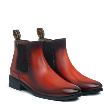 Customized "EXTRA HIGH HEEL" Cognac Leather Hand Made Chelsea Boot By Brune & Bareskin