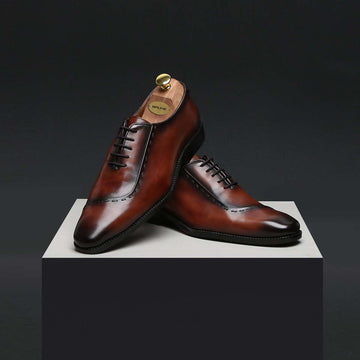 Dark Brown Leather Sideways Stitching Formal Oxford Shoes By Brune & Bareskin