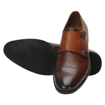 Brown Genuine Leather Monk Shoes By Brune & Bareskin