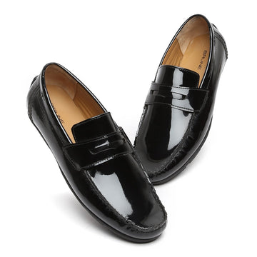 Patent Black Leather Loafers For Men By Brune & Bareskin