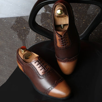 Brune & Bareskin Men Brown/Tan Plain Toe Dual Tone Leather Brogue