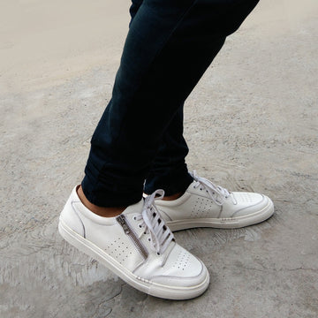 White With Tan Leather Detailing Men Sneakers By Brune & Bareskin