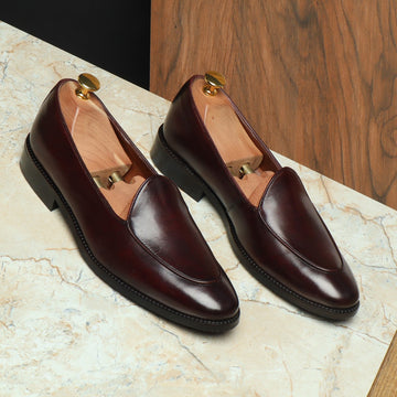 Dark Brown Leather Apron Toe New Mod Look Loafers by Brune & Bareskin