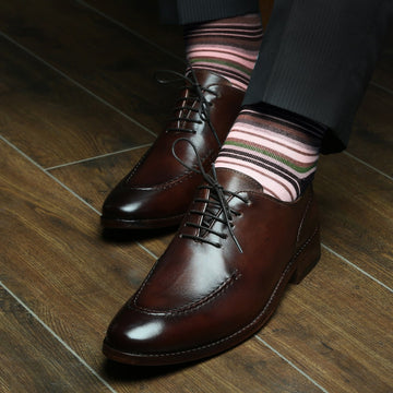 Dark Brown Sleek Look Oxford Lace-Up Shoe