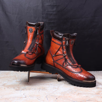 Deep Cut Chunky Boot With Metal Plate On Toe