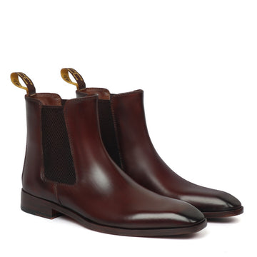 Brown Chelsea Boots For Men With Leather Sole