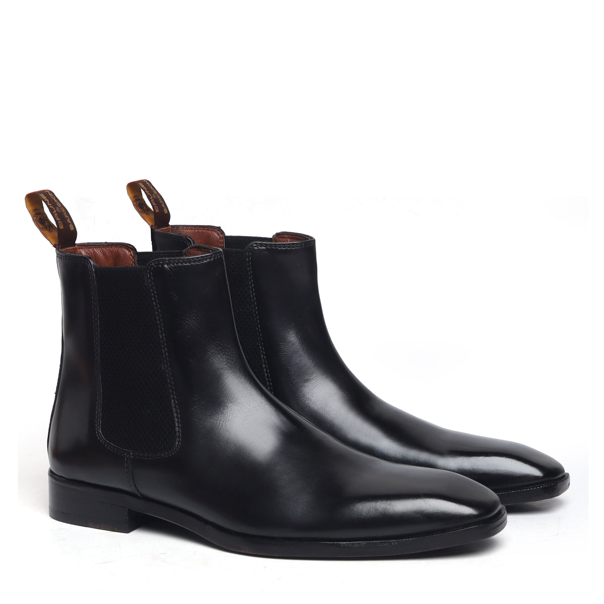 Black Chelsea Boots With Leather Sole