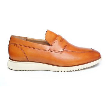 Tan Leather Light Weight Penny Sneakers