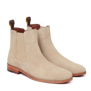 Dove Suede Leather Chelsea Boots with Leather Sole by Brune & Bareskin