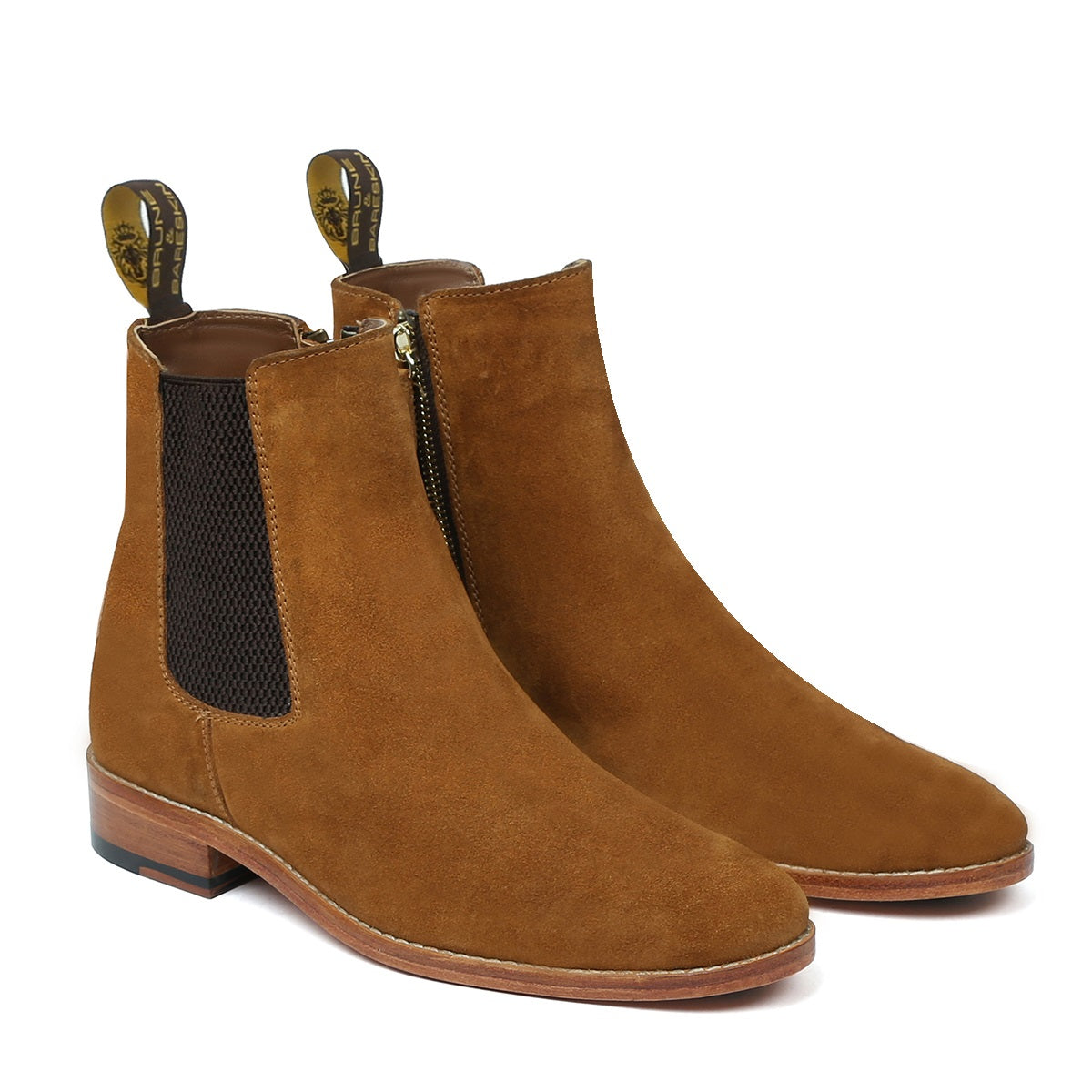 Brown Suede Leather Hand Made Chelsea Boots For Men By Brune & Bareskin