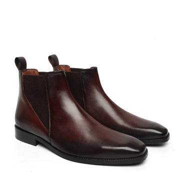 New shape Dark Brown Leather Chelsea Boot by Brune & Bareskin with a Stylish Sharp Elastic Design