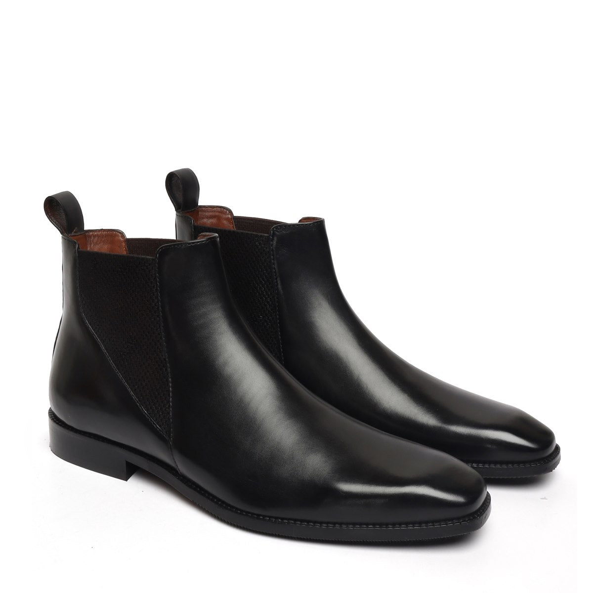 New shape Black Leather Chelsea Boot by Brune & Bareskin with a Stylish Sharp Elastic Design