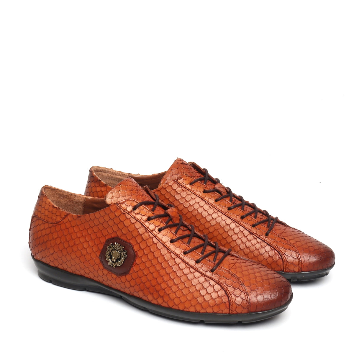 Snake Skin Textured Genuine leather with light weight sneaker by Brune & Bareskin