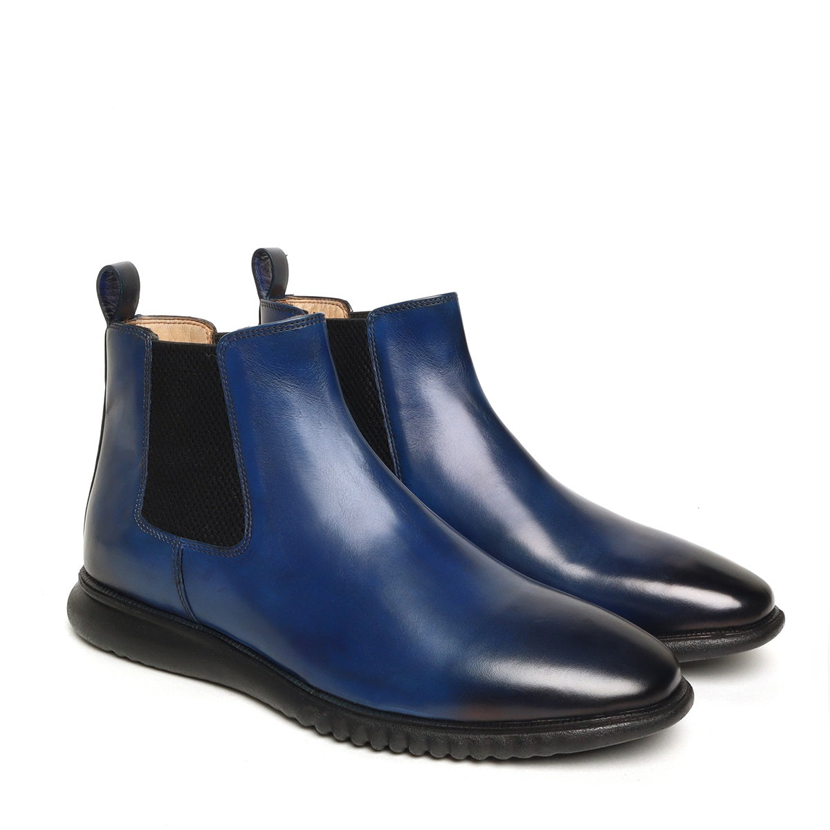 Blue Leather Light Weight Chelsea Boot by Brune & Bareskin