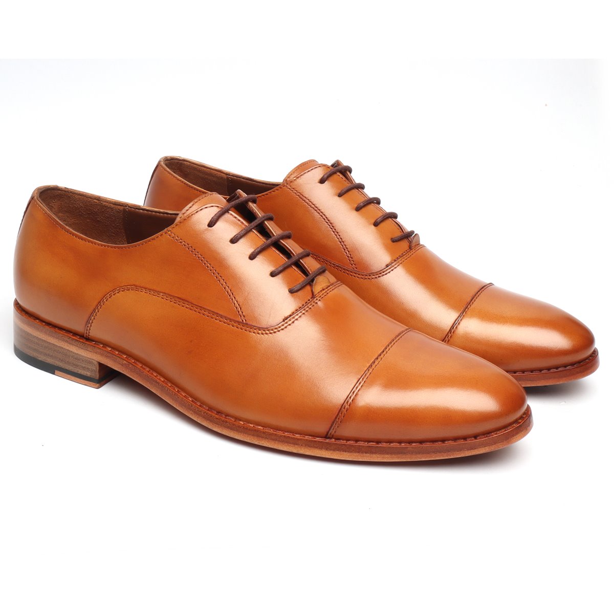 Orange Tan Cap Toe Sleek Look Leather Shoes with Leather Sole By Brune & Bareskin