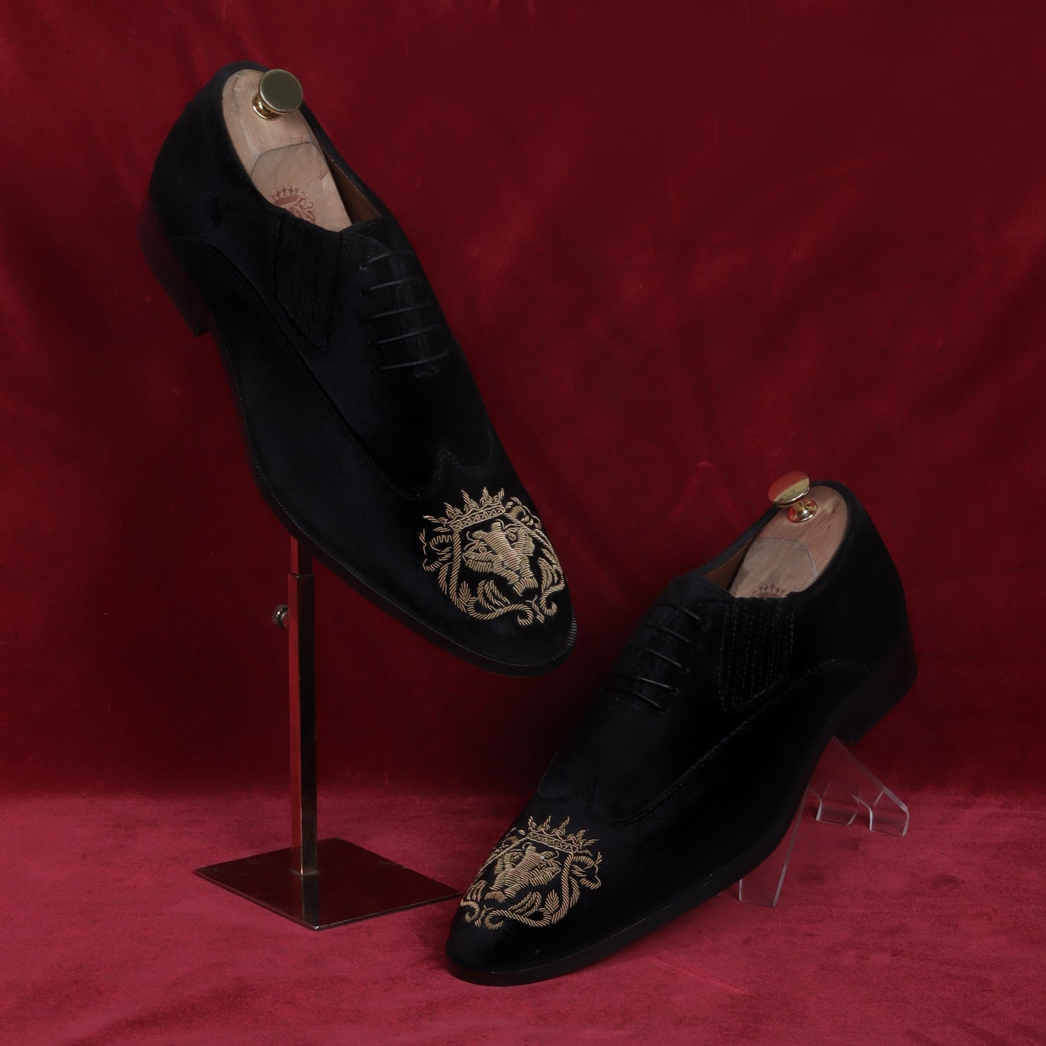Black velvet formal shoes Clearance