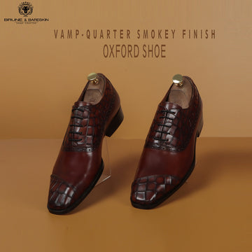 Slant Cap Toe Deep Cut Espresso Leather Double Shade Men's Formal Shoes