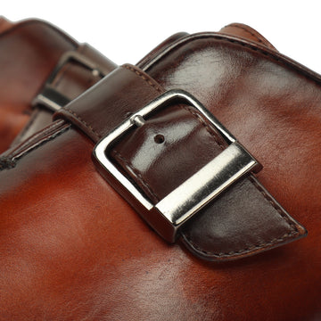 Men's Tan Brush Off Oxford Single Monk Strap Buckle Leather Shoe By Brune & Bareskin