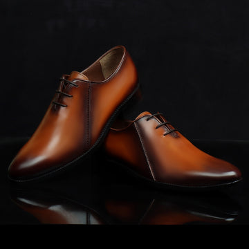 Men's Tan Merged Look Leather Lace Up Oxfords by Brune & Bareskin