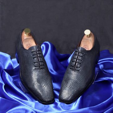 Exclusive Oxfords Lace-Up Formal Shoes in Stingray Fish Leather