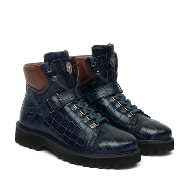 Blue Lava Inspired Boot Patina with Contrasting Dark Brown Collar Light Weight Leather by Brune & Bareskin