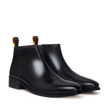Black Leather High Ankle Chelsea Boots with Leather Sole one and only by Brune & Bareskin