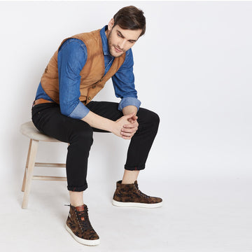 Tan Leather Straight Stitched Vests By Brune & Bareskin