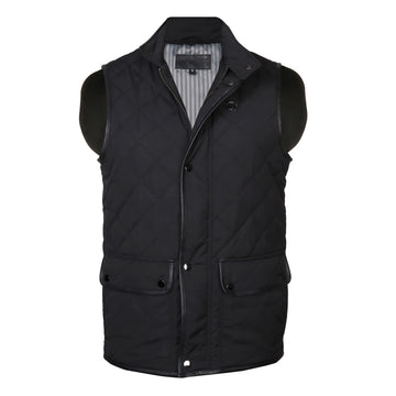 Light Weight Black Puffer Vest Jacket For Men Diamond Stitched Split Collar Button Zip Closure by Brune & Bareskin