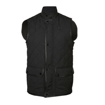 Light Weight Black Puffer Vest Jacket For Men Diamond Stitched Split Collar Button Zip Closure by Brune & Bareskin