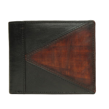 Black With Dark Tan Color Combination Leather Wallet For Men By Brune