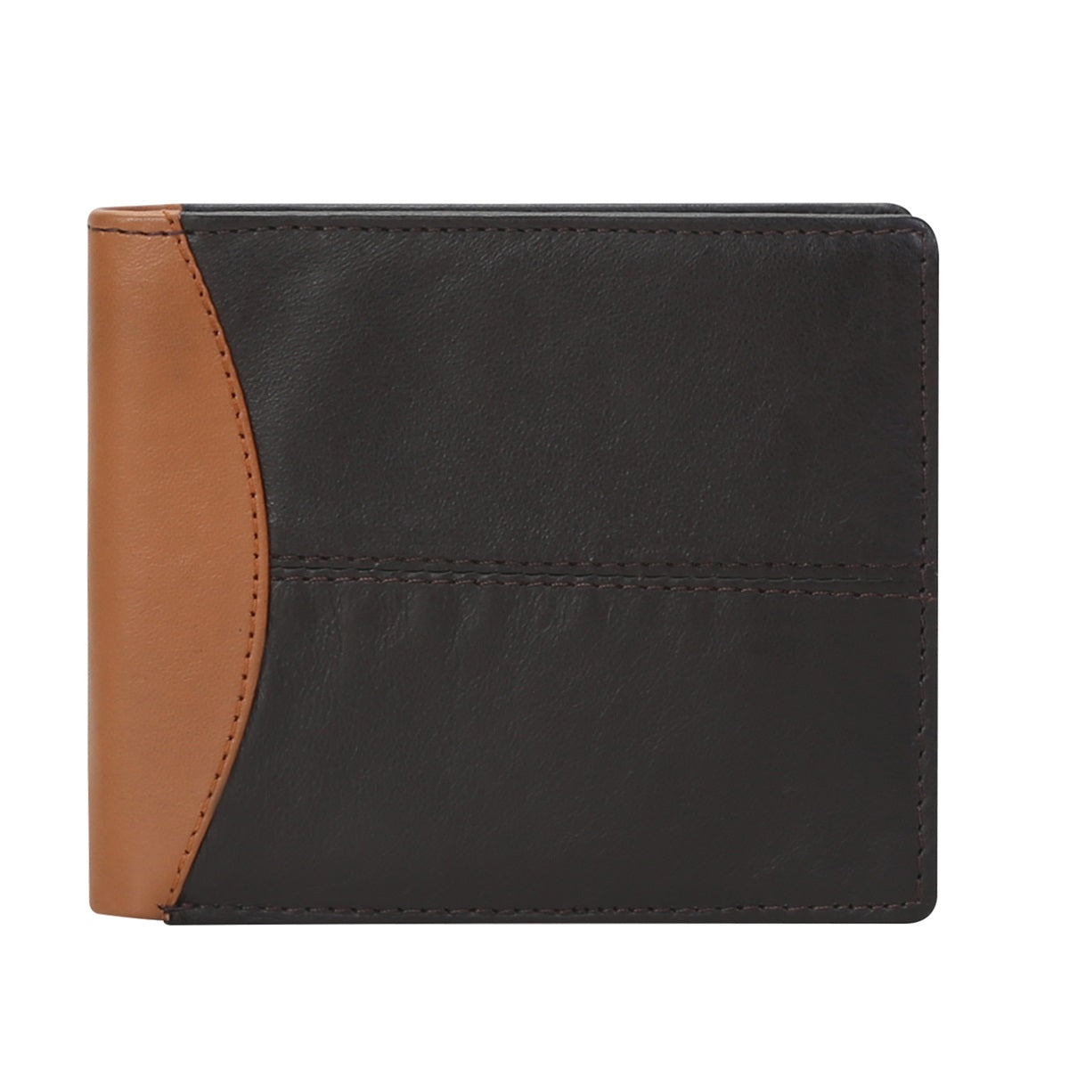Dk. Brown With Tan Color Combination Leather Wallet For Men By Brune