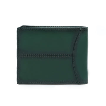 Brune Green Hand Painted Leather Wallet  In Compact Size For Men