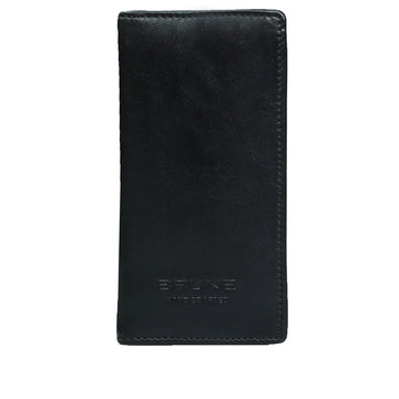 Black Leather Long Wallet with Inside Zipper Multi-Pockets