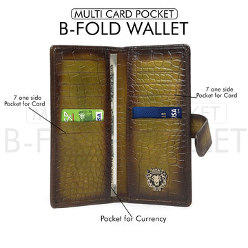 Olive Croco Print Leather Long Wallet