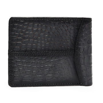 Smokey Grey Deep Cut Croco Print Leather Wallet for Men By Brune & Bareskin