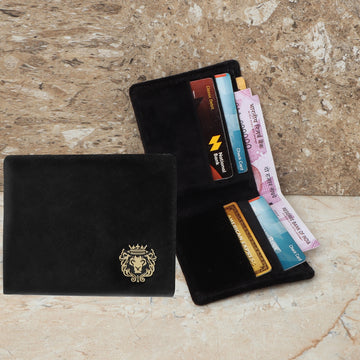 Black Italian Velvet Bi-Fold Wallet