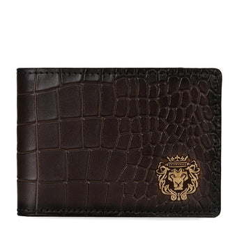 Men's Bi-Fold Wallet in Dark Brown Deep Cut Leather