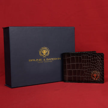 Men's Bi-Fold Wallet in Dark Brown Deep Cut Leather