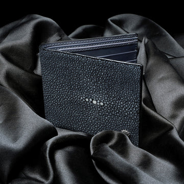 Genuine Stingray Leather Wallet With Crown/White Eye (Diamond Shaped Calcium Deposit In The Middle)By Brune & Bareskin