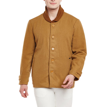 Bareskin Men'S Beige Plain Classic Woollen Coat