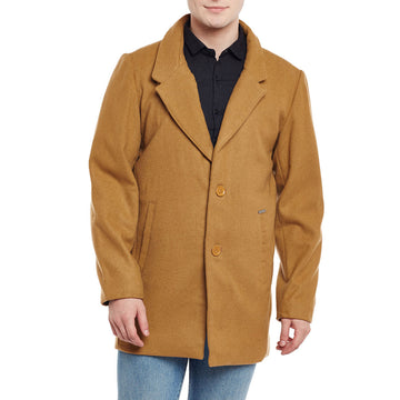 Bareskin Men's Beige Plain Classic Long Woollen Coat