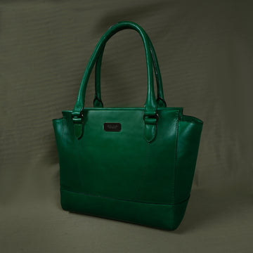 Forest Green Full Grain Leather Medium Satchel Hand Bag By Brune & Bareskin