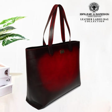 Shopping Basket Leather Bag With Top Zip Opening for women By Brune & Bareskin