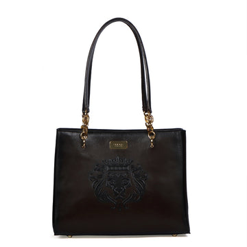 Medium Dark Brown Genuine Leather Hand Bag For Women