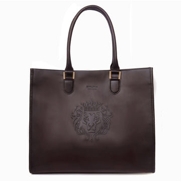 Dark Brown Large Leather Hand Bag